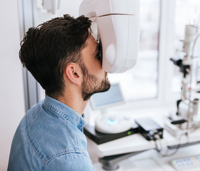 Man taking an eye exam