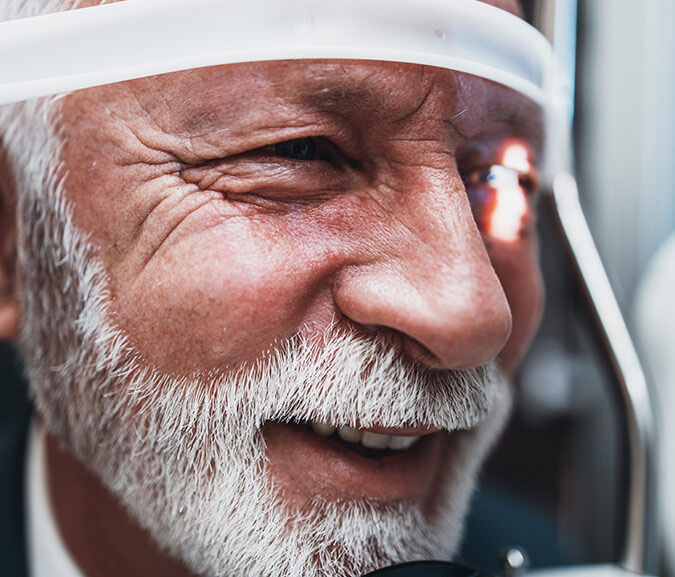 A man is receiving a cataracy surgery consultation at C Eyewear in Winston-Salem.